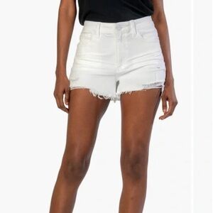 Kut from the Kloth High Rise Jane Denim Shorts | White Raw Hem Distressed Sz 8